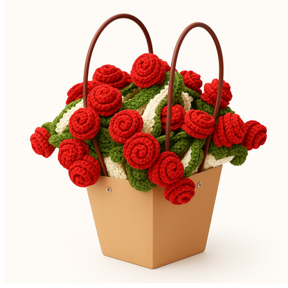 Manta de rosas tejidas hechas a mano.