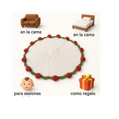 Manta de rosas tejidas hechas a mano.