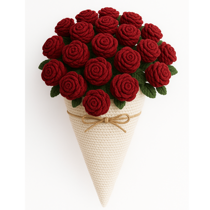 Manta de rosas tejidas hechas a mano.